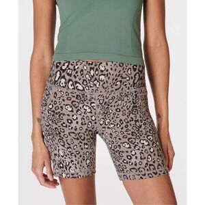 NEW Sweaty Betty Power Luxe Leopard 6" Biker Shorts Sz 4 NWT Athleisure Workout